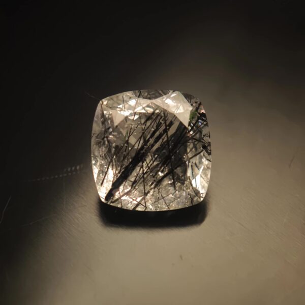 Black Rutilated Quartz 9.22ct Cushion Sri Lanka
